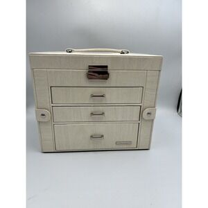 Homde Jewelry Box Women Girls with Small Travel Case Mirror Gift 2 in 1 White